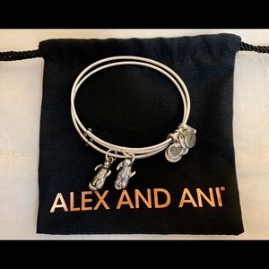 NWOT Alex and Ani. Two Silver Otter “Side By Side” Bangles; Expandable; 2016